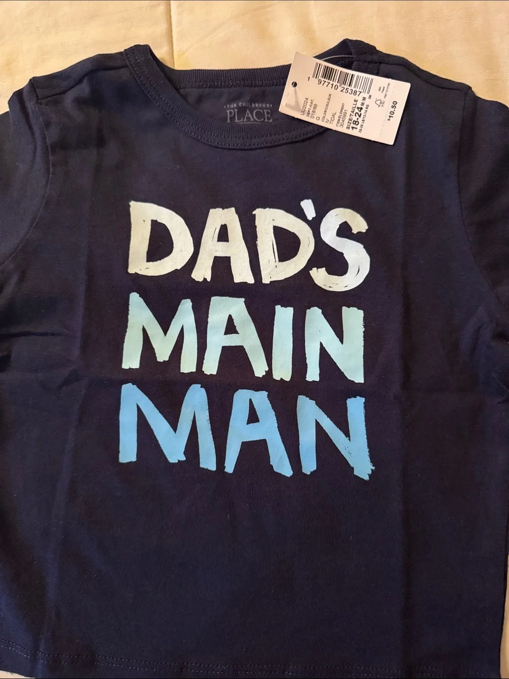 The Children's Place Navy Tee with 'Dad's Main Man' Blue & Mint Graphic